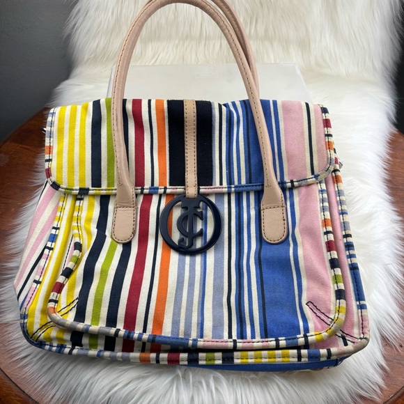Juicy Couture Maeve crazy for couture messenger Bag with Vibrant Stripes - Picture 1 of 12